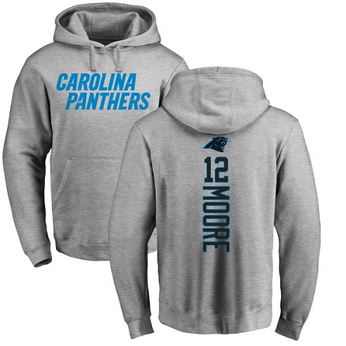 Carolina Panthers Men Ash DJ Moore Backer NFL Football #12 Pullover Hoodie Sweatshirts